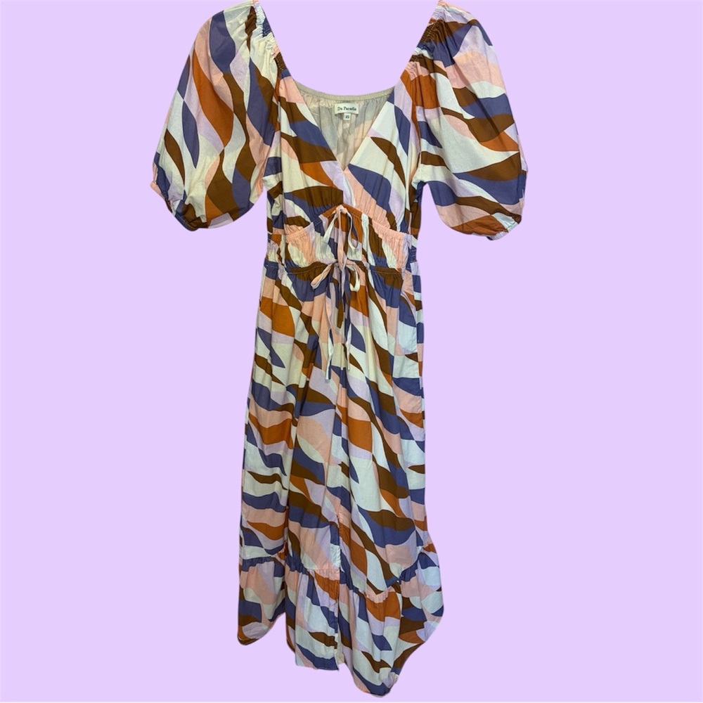 Anthropologie Du Paradis Abstract Cotton Midi Dress